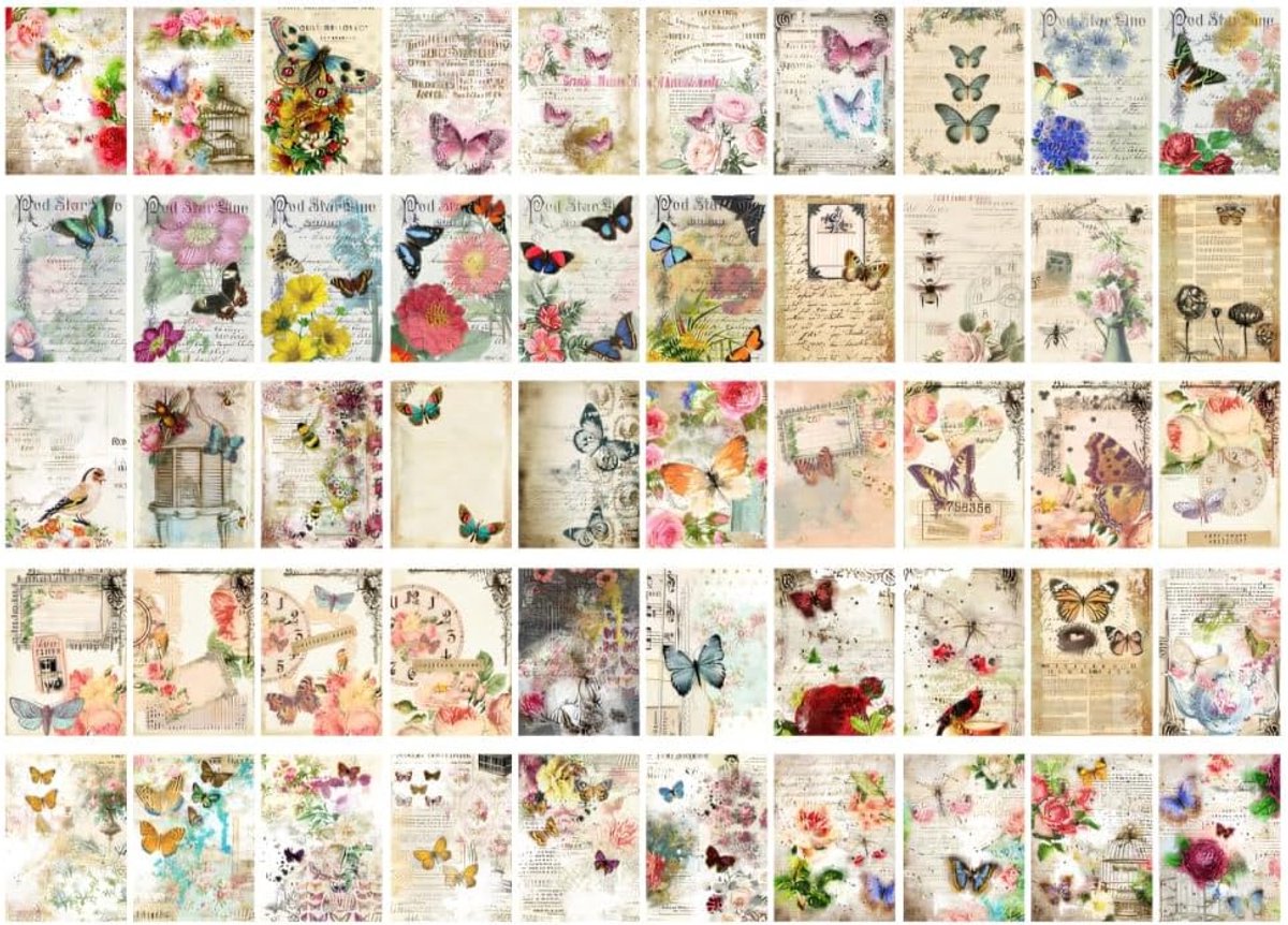 100 vellen vintage decoratief papier, scrapbookpapier voor het maken van scrapbooks, decoupagepapierknutsels
