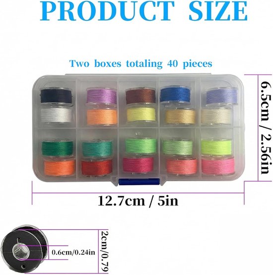 40 stuks spoeltjes, voorgewonden spoeltjes, naaimachinelint, naaimachineaccessoires, voorgewonden spoeltjes met naaimachinelint, voor Brother/Singer/Babylock/Janome/Elna-borduurmachines — afbeelding 5