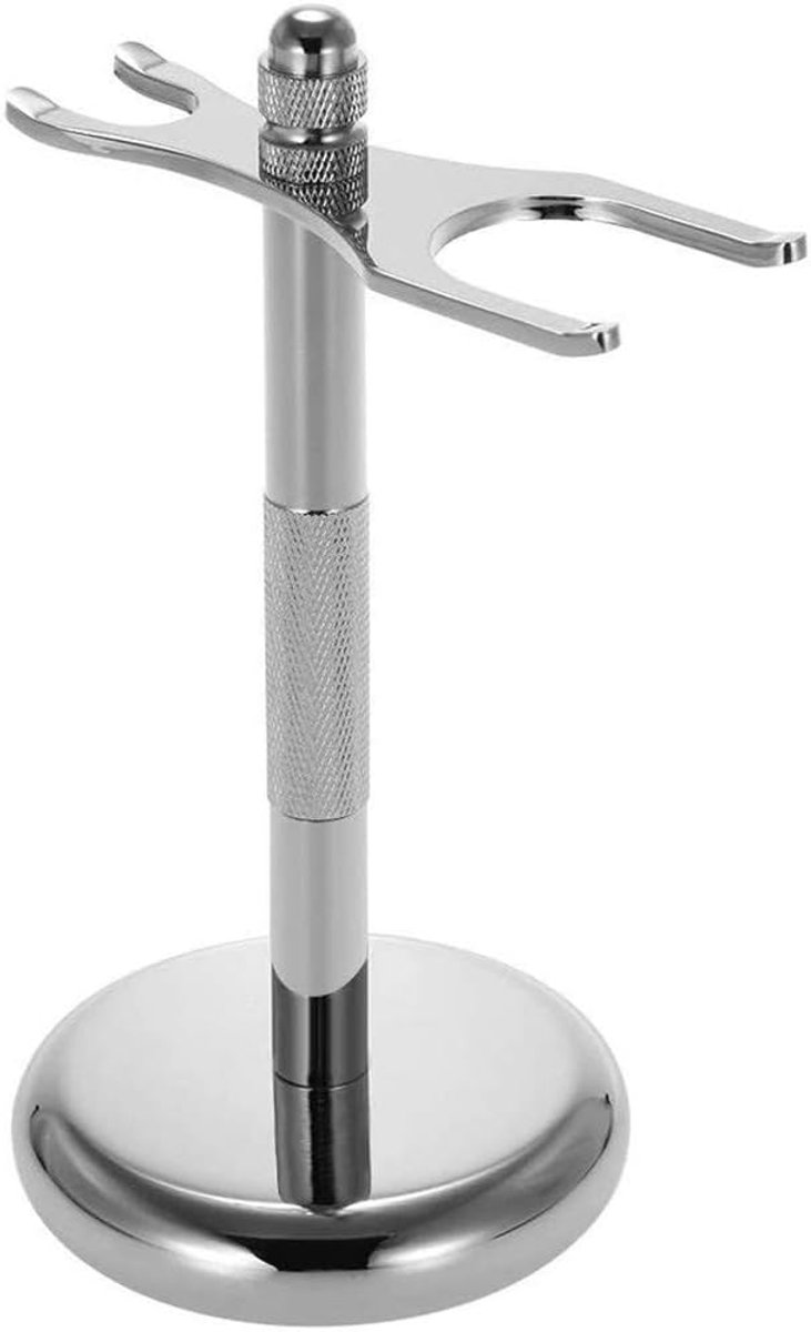 Razor and Brush Stand - Classic Scheren Razor Veiligheid Razor Stand en Borstel Stand Houder met Anti-slip Basis voor de meeste scheermes en borstel - Zilver