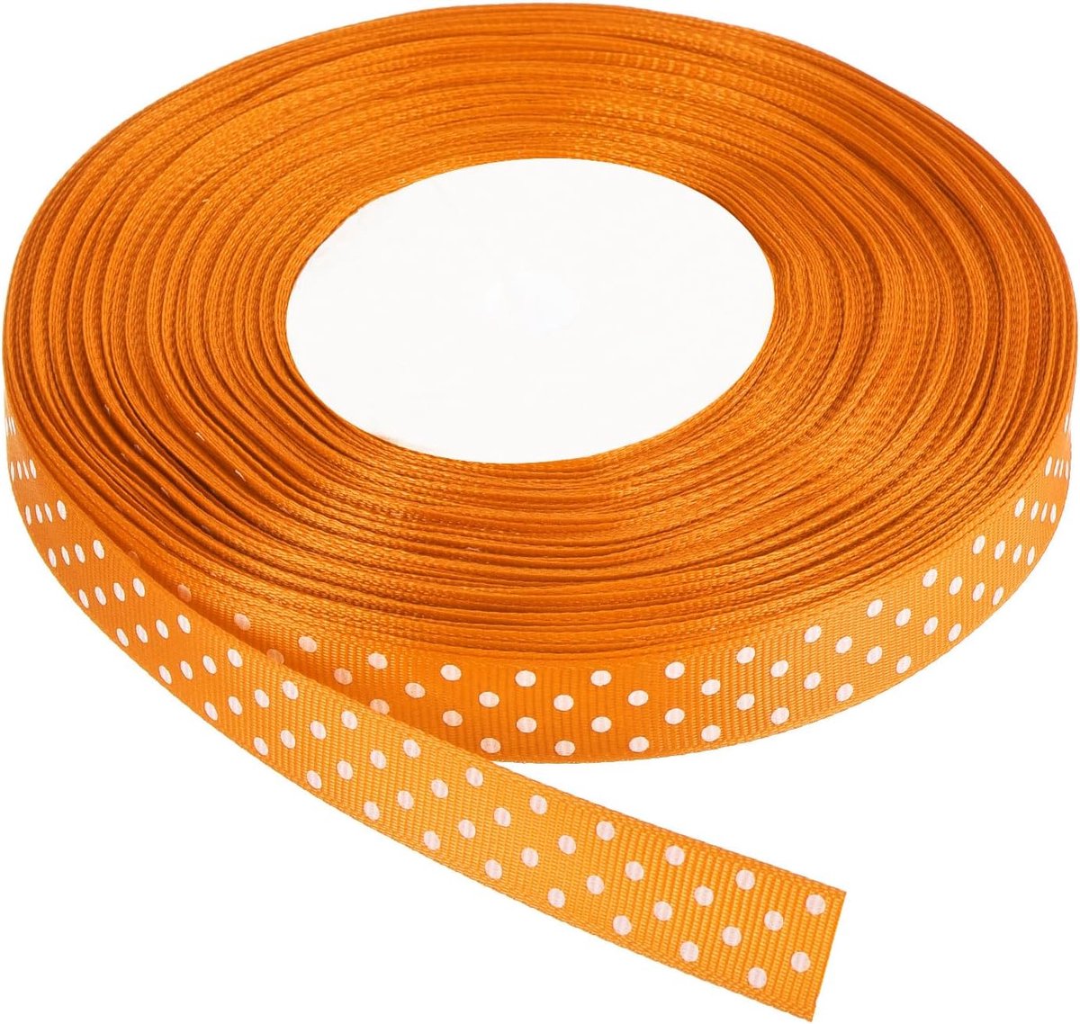 Linten, 46 m x 1,5 cm, oranje met witte stippen, lint, decoratie voor kunsthandwerk, geschenkverpakking, bruiloft, doe-het-zelf handgemaakt