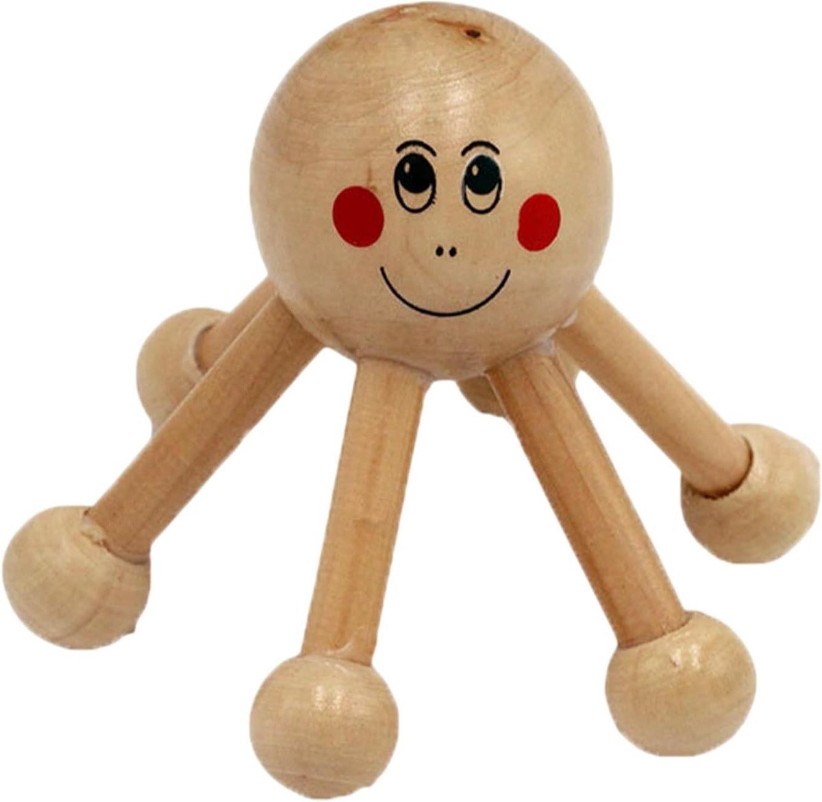 Houten Hoofdhuidmassageapparaat - Handmassage Tool - Hoofdhuid Ontspannen - Zeshoekig Hoofdontwerp - 9.9 x 9.4 x 9.1 cm - Natuurlijk Hout