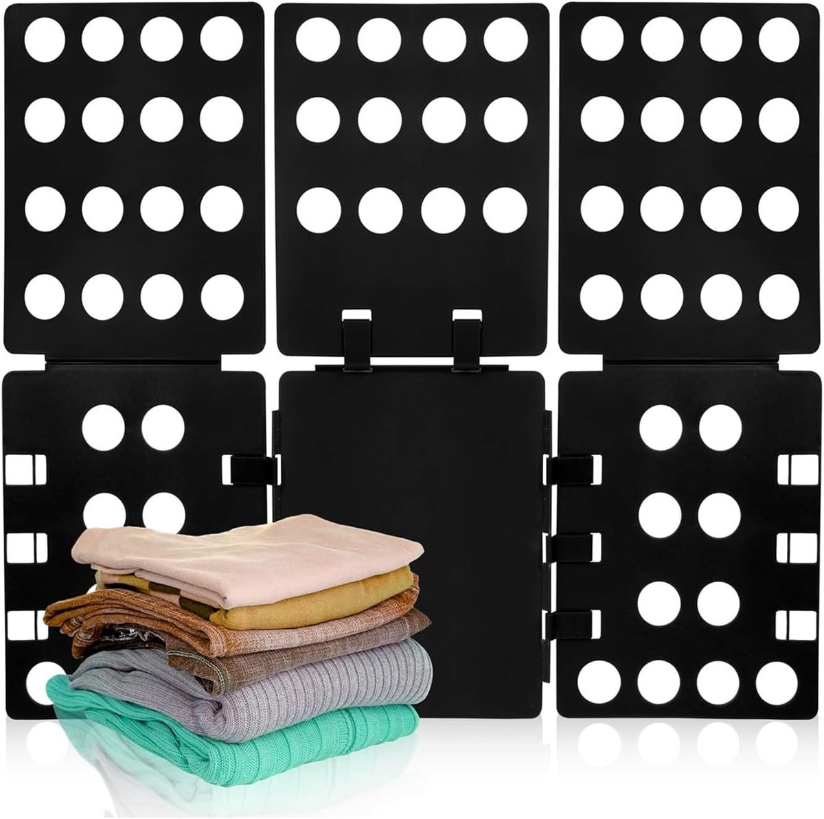 Vouwplank voor kleding, T-shirt-vouwplank, verstelbare wasvouwer, T-shirt-map, snel vouwen, wasgoed, opvouwen, plank voor kinderen en volwassenen, voor het organiseren in het huishouden (zwart)