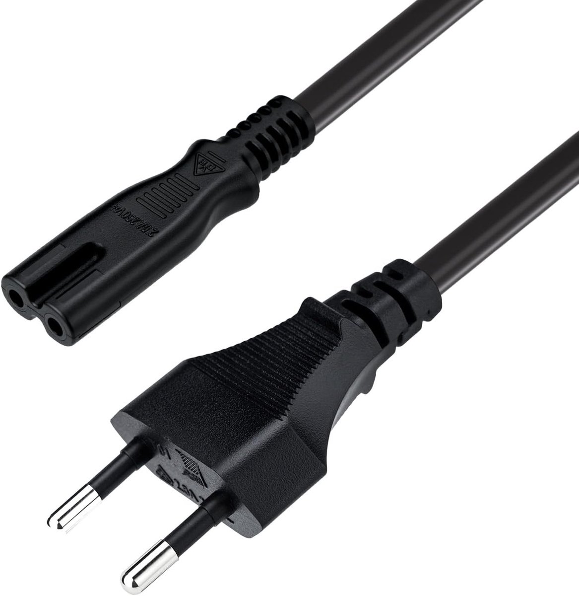 1,5m voedingskabel Euro 8 stroomkabel C7 dubbele sleuf aansluiting compatibel met PS5 PS4 PS3 Xbox Series X S One S X console TV Apple TV printer projector - Zwart