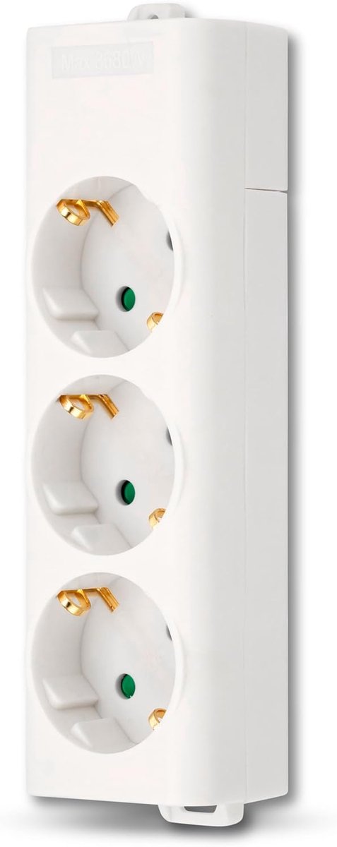 Stekkerdoos - meervoudige stekkerdoos zonder kabel 3-voudig, max. 3680W, wit
