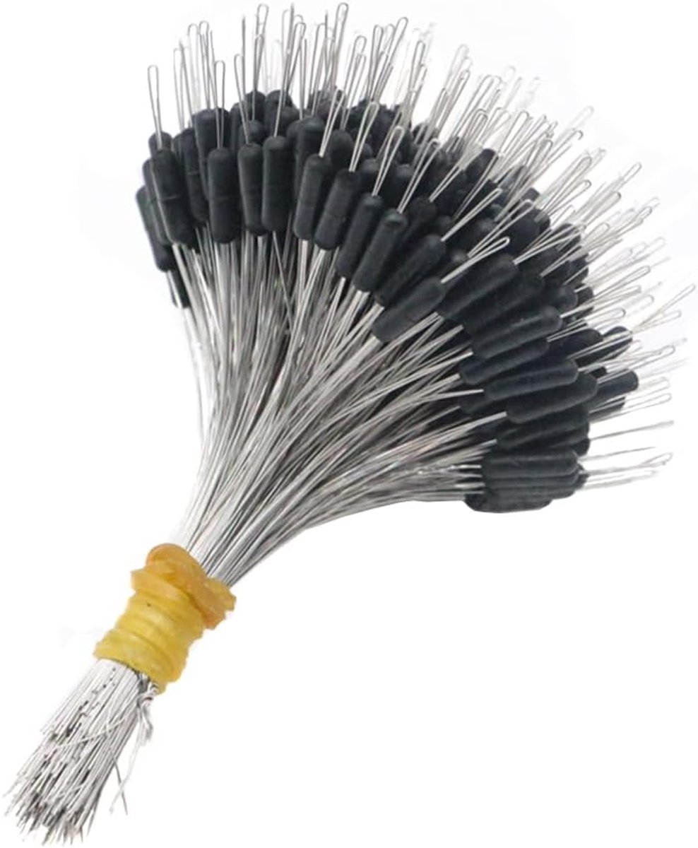 300 stuks vissen Bobber Stoppers, 50 Groepen 6 in 1 Rubber Ruimte Kralen Cilindrische Vissen Bobber, Visvlotter Sinker Stops voor Rivieren Meren Reservoirs