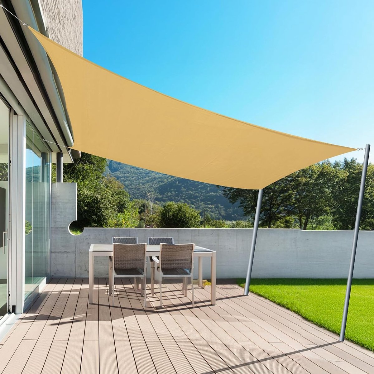 SHADE Schaduwzeil 2x3m Rechthoek Waterdicht 90% UV-Bestending voor Buiten Luifel Balkon Tuin-Zand