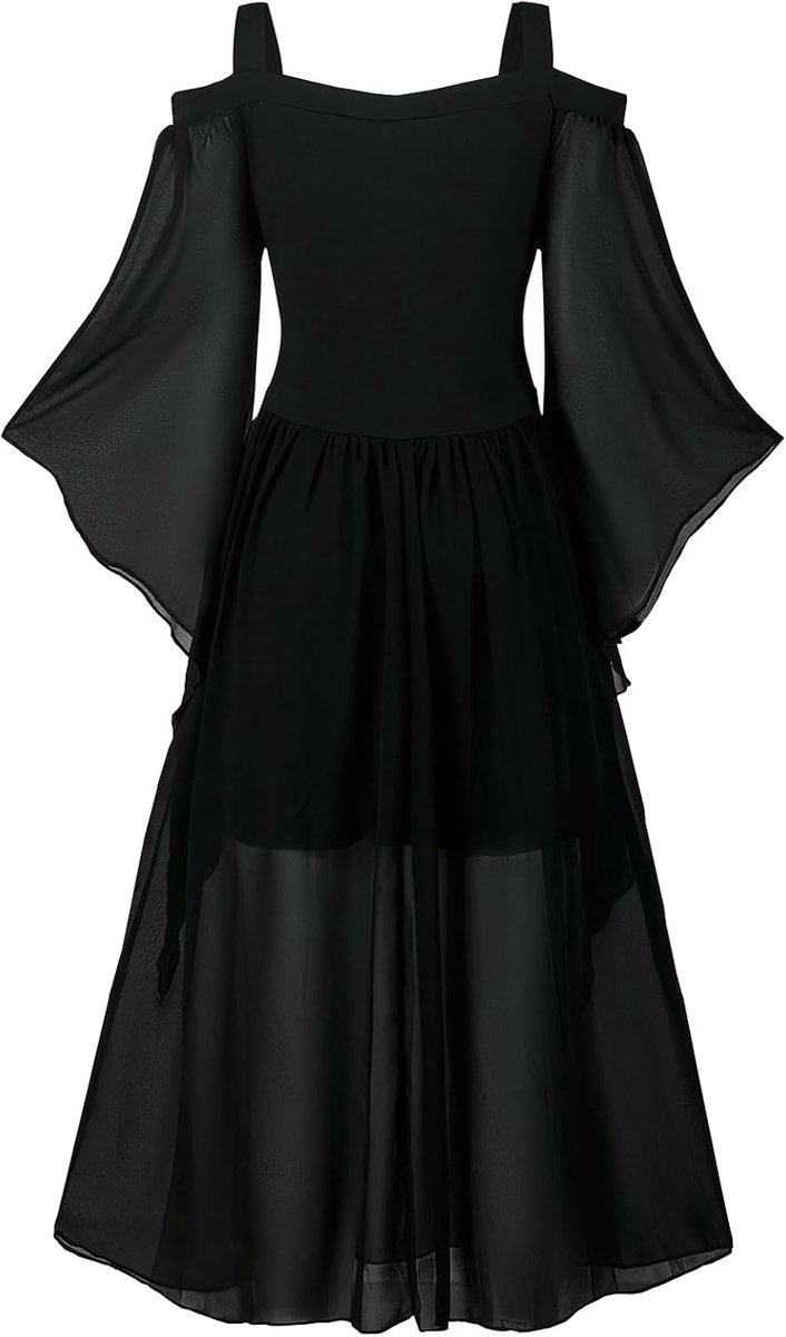 jurk met trompetmouwen, renaissance, middeleeuws kostuum, korset voor Halloween, Victoriaanse jurk