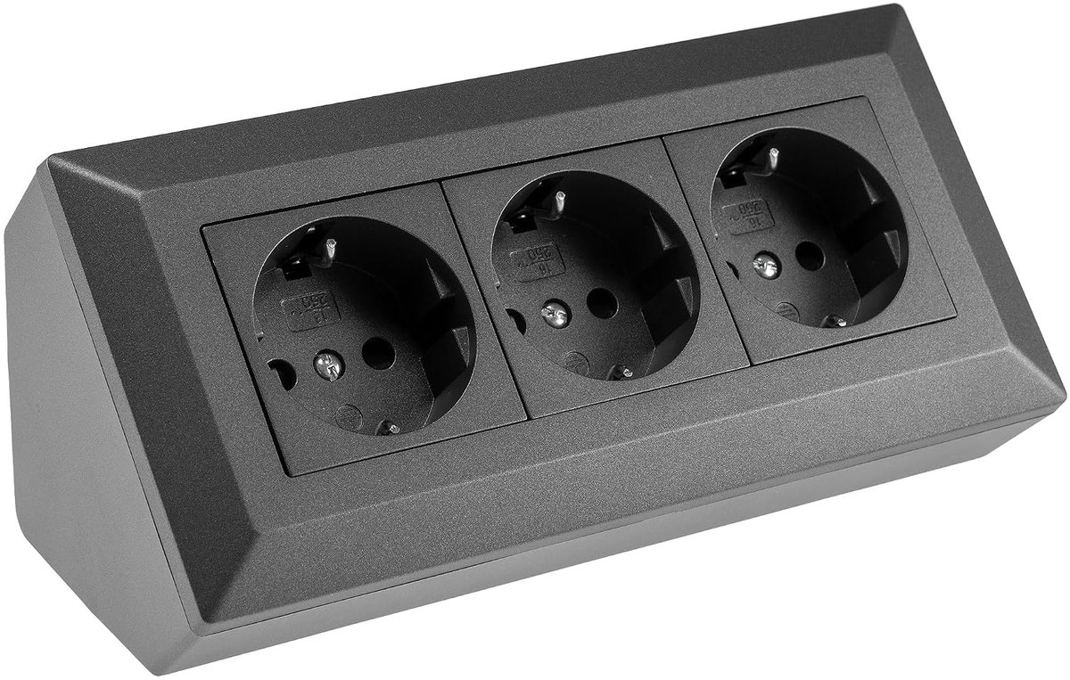 stekkerdoos, antraciet, max. 16A/3.600W, opbouw