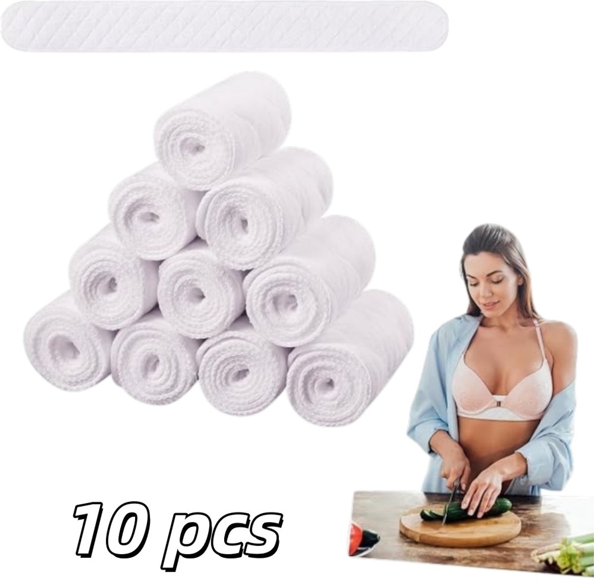 10 stuks - Herbruikbare bh-padding - Drielagige composietstructuur - Ondergoedpadding - Zweetpadding - 46 cm * 8 cm - Voor dagelijks gebruik onder ondergoed - Wit