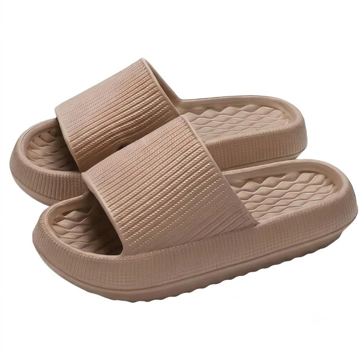 Khaki badslippers dames EVA instap slippers antislip dik zool zacht voetbed open teen lichtgewicht douche slippers strand slippers geschikt voor binnen en buiten maat 39