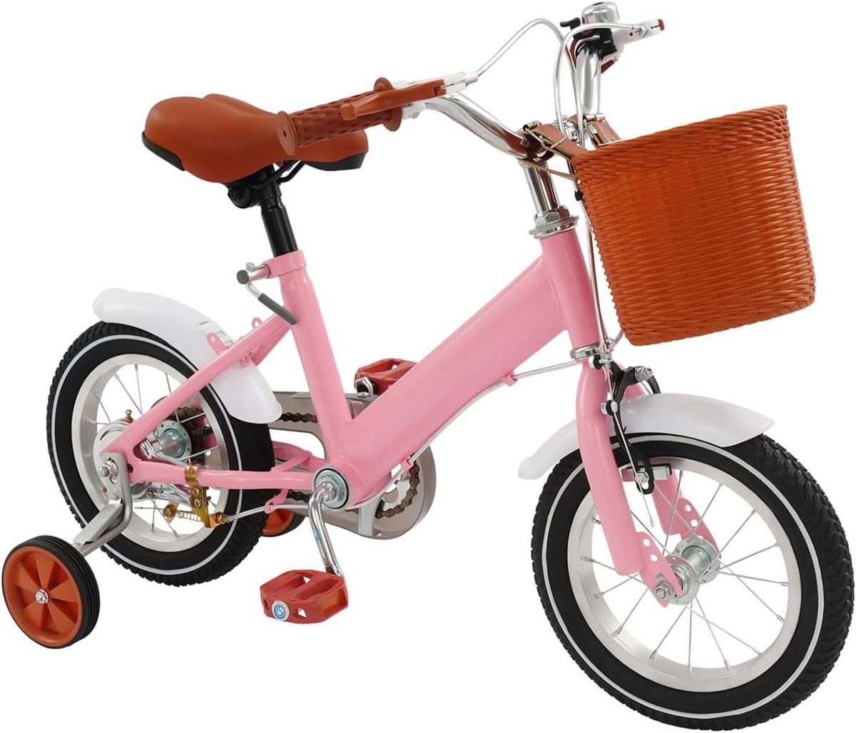 Kinderfiets Loopfiets Leren Fietsen Steunwielen Inclusief 12 Inch Roze