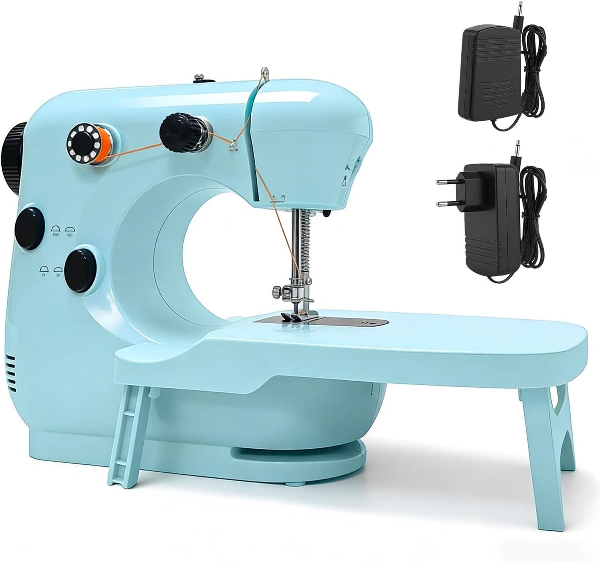 SnelShoppen - Naaimachine voor Kinderen - Mini-naaimachine voor Beginners met Dual-Speed, Uittrektafel, Voetbediening en Handmatige Bediening - Draagb