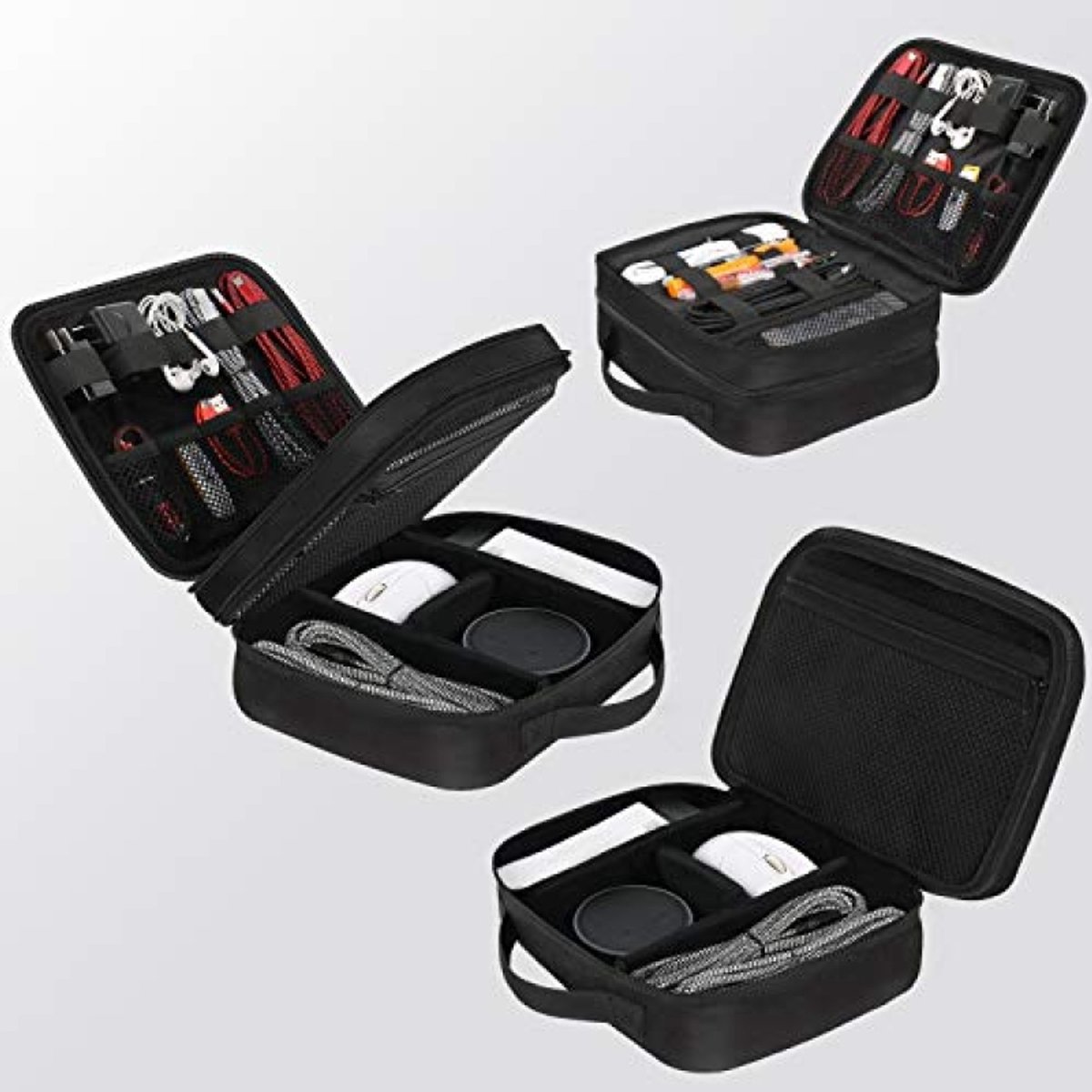 Huis Geluk Multifunctionele Opbergtas - Elektronica & Kabel Organizer (Medium, Zwart)