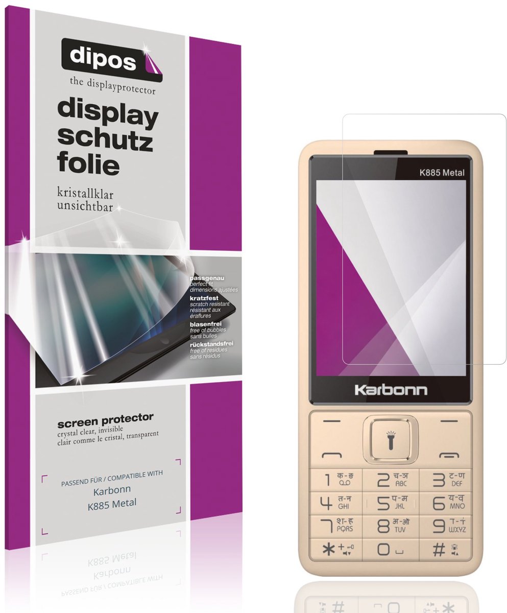 dipos – 4x Beschermfolie geschikt voor Karbonn K885 Metal | Krasbestendige & heldere Screenprotector Ultra-Thin