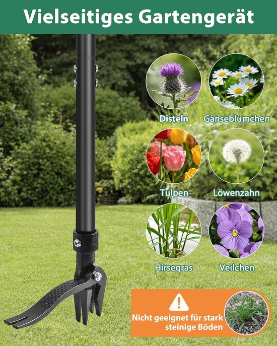 Onkruidsteker met Pedaal - Onkruidverwijderaar Tuin - Onkruid Verwijderen - Rugvriendelijk Staand - 100 cm - Zilver van Merkloos	 — afbeelding 5