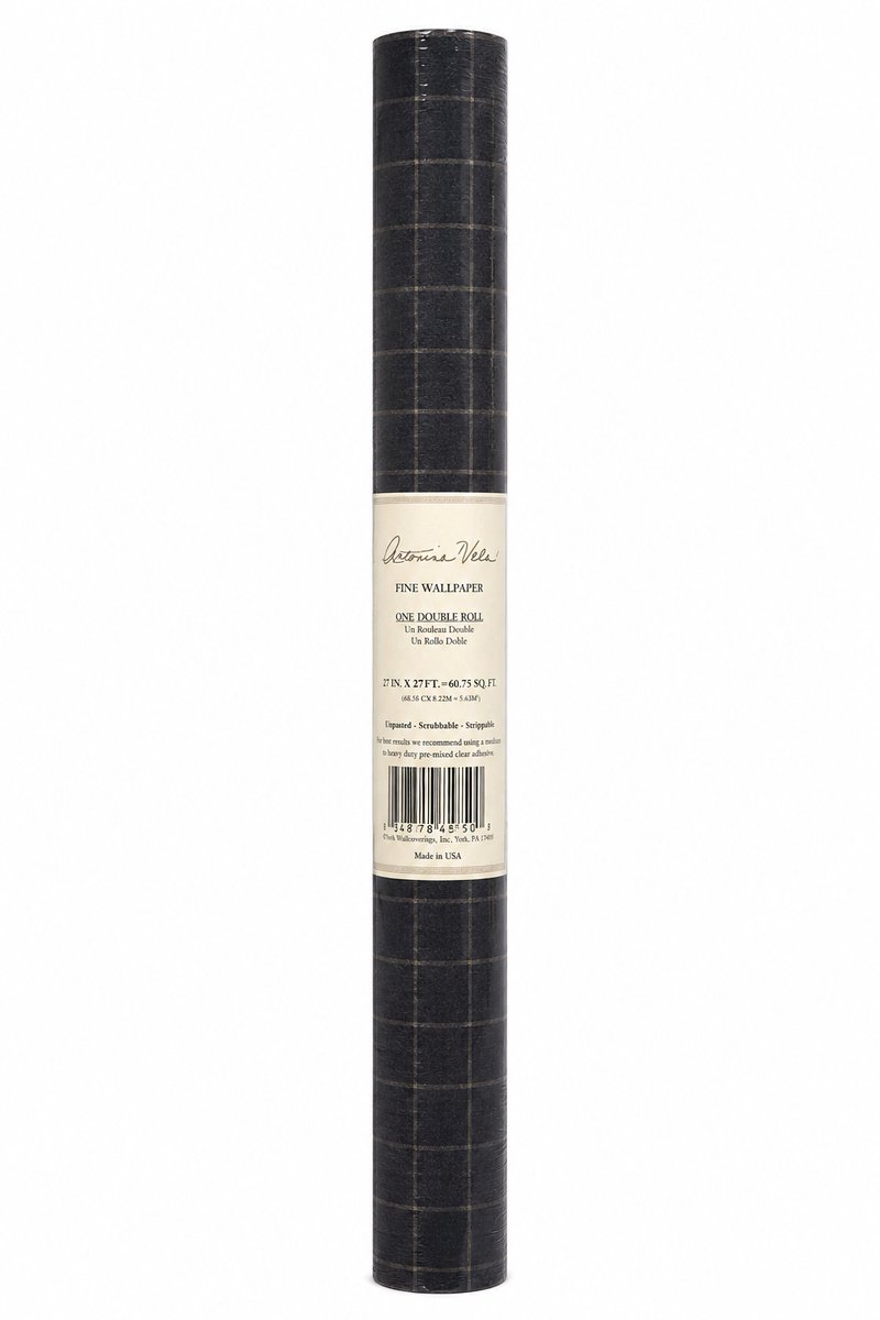 Antonina Vella Ruit Behang Donkergrijs – Luxe Klassiek Schotse Ruit – Vliesbehang 68,5 x 822 cm – 5,63 m²