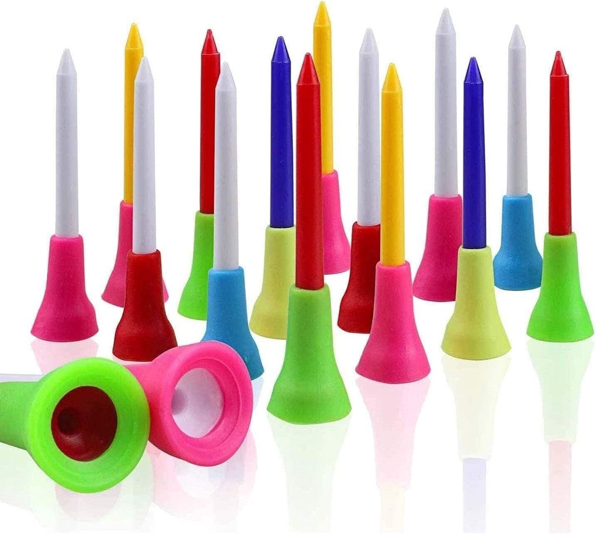 50 Stuks Gemengde Kleur Rubber Top Plastic Golf Tees - Duurzame Golf Tee voor Oefening en Training