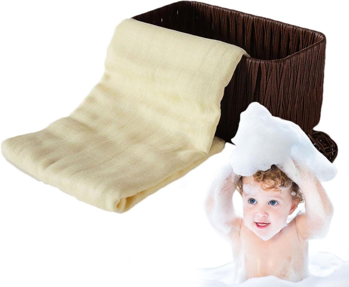 Babydoek - Wikkeldeken - Baby Verzorgen - Ademend Materiaal - 117x117cm - Lichtgeel