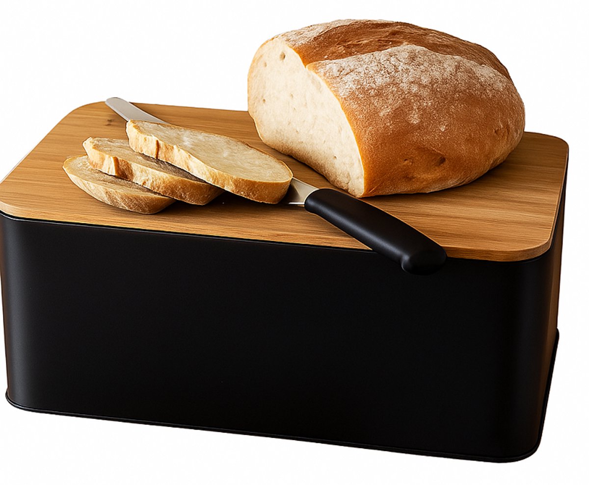 Cookinglife Brooddoos - Broodtrommel met Plank - Mat Zwart