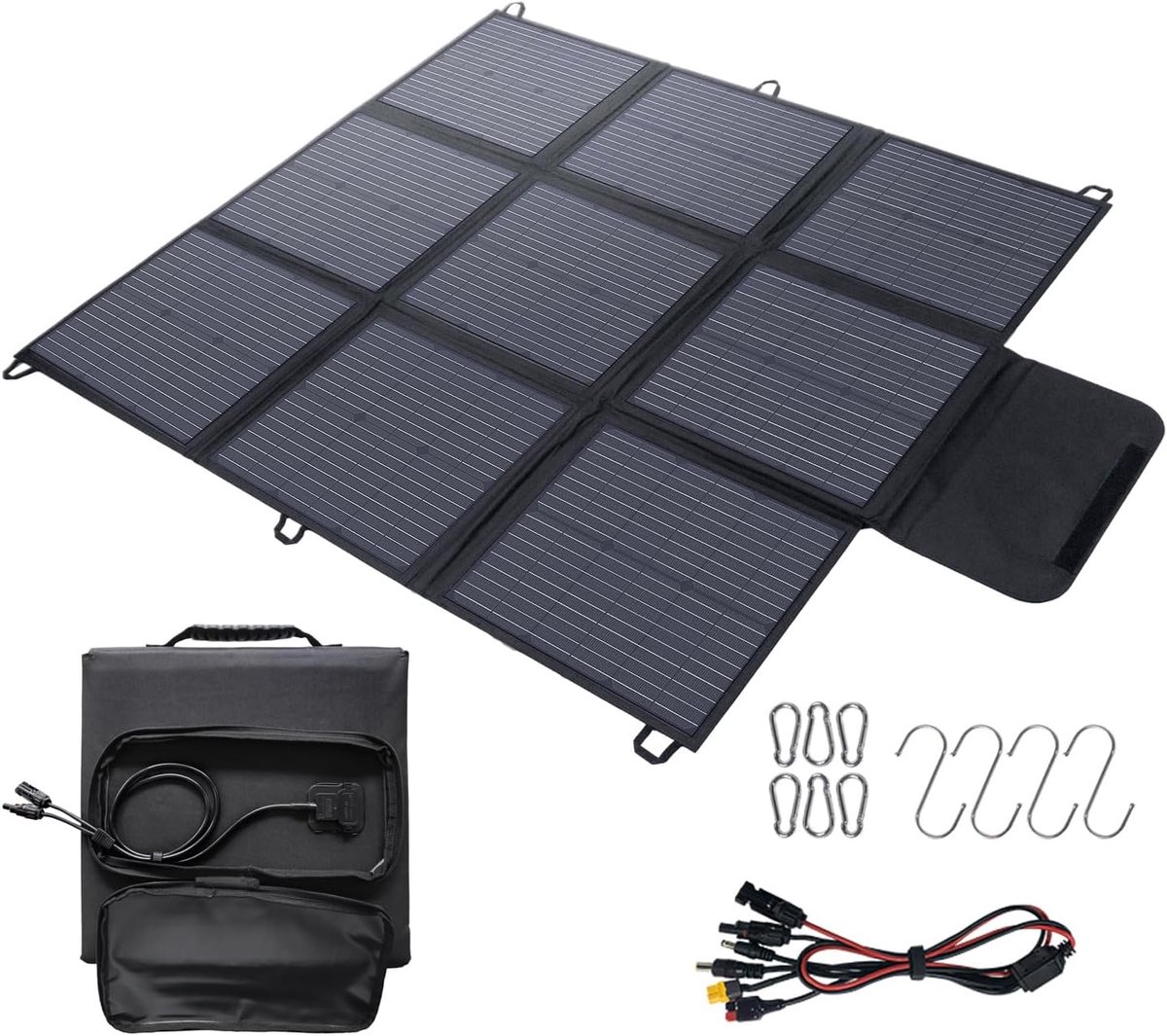 SnelShoppen - Opvouwbaar zonnepaneel 200 W met 3 m kabel, 22% conversie-efficiëntie, IP67 waterdicht, draagbare zonne-oplader voor camping en outdoor