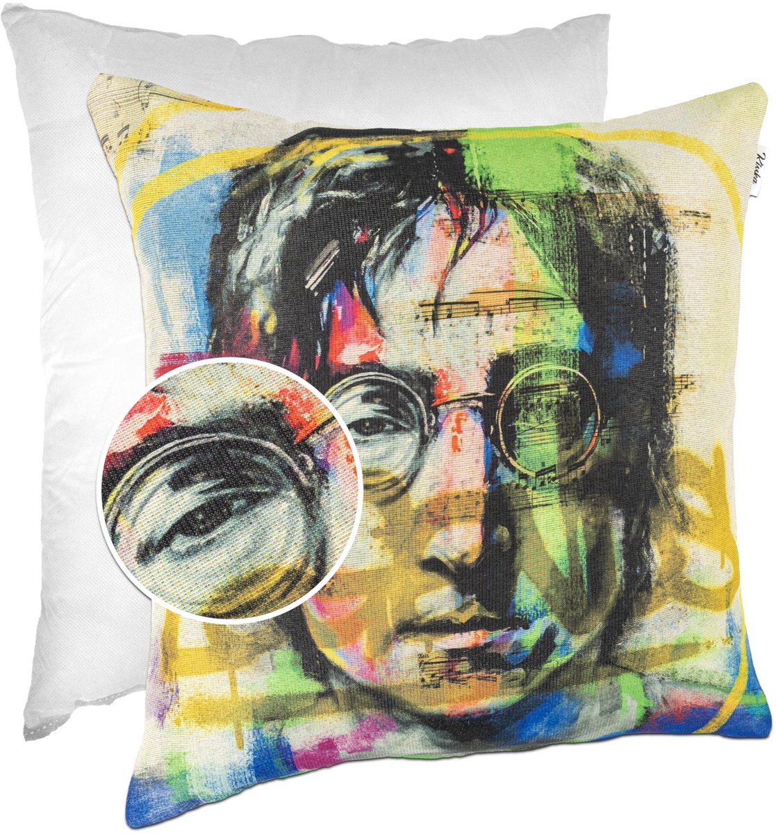 ANRO John Lennon Sierkussen 40x40 cm - Gobelin - Inclusief vulling Multicolor