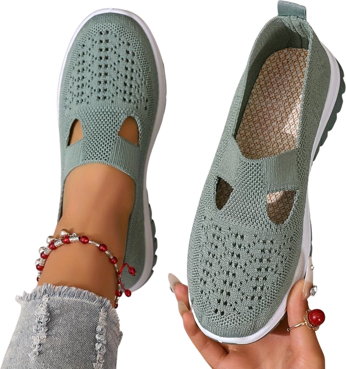 Currero Schoenen Dames Sneakers Comfortabel Slippers Casual Volwassenen 38 Groen