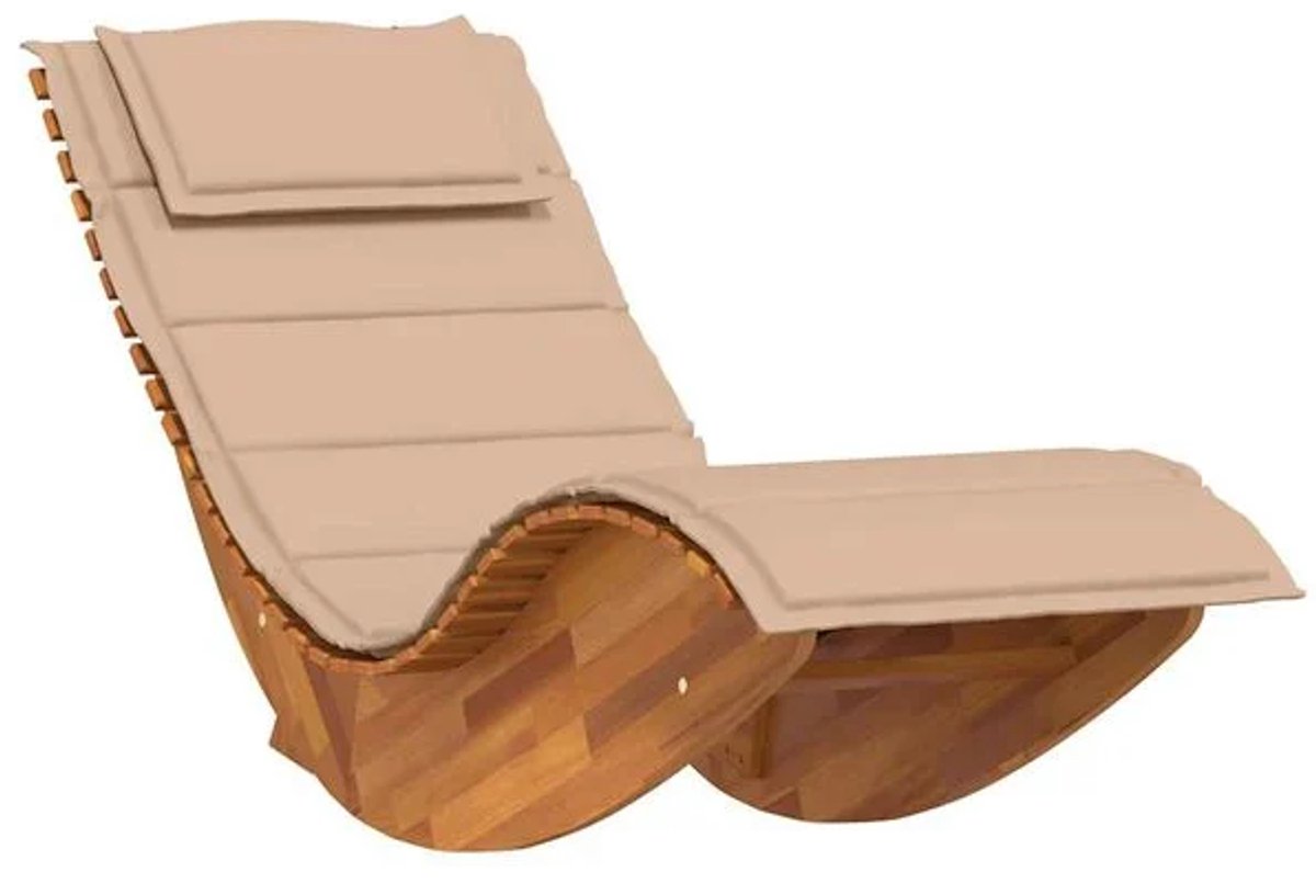 Ligbed - Tuin - Zonnebed - Ligstoel - Loungebed - Weerbestendig - Verstelbaar - Buiten - Opklapbaar - Naturel + Beige