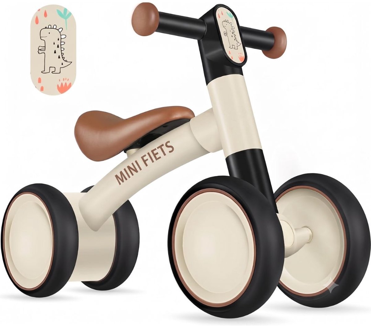 JCP® Loopfiets - Loopfiets 1 Jaar - Loopfietsje - Bruin - 54cm x 20cm x 37cm