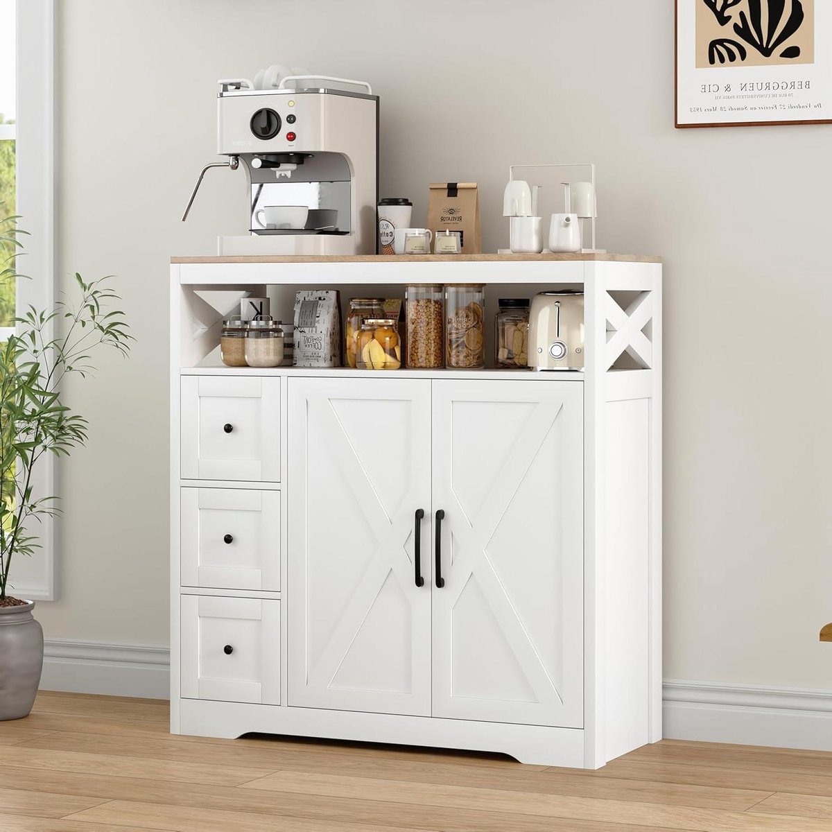 Dressoir - Keukenkast Ladekast - Opbergen Organiseren - Flexibel Concept - 100 cm Breed - Wit