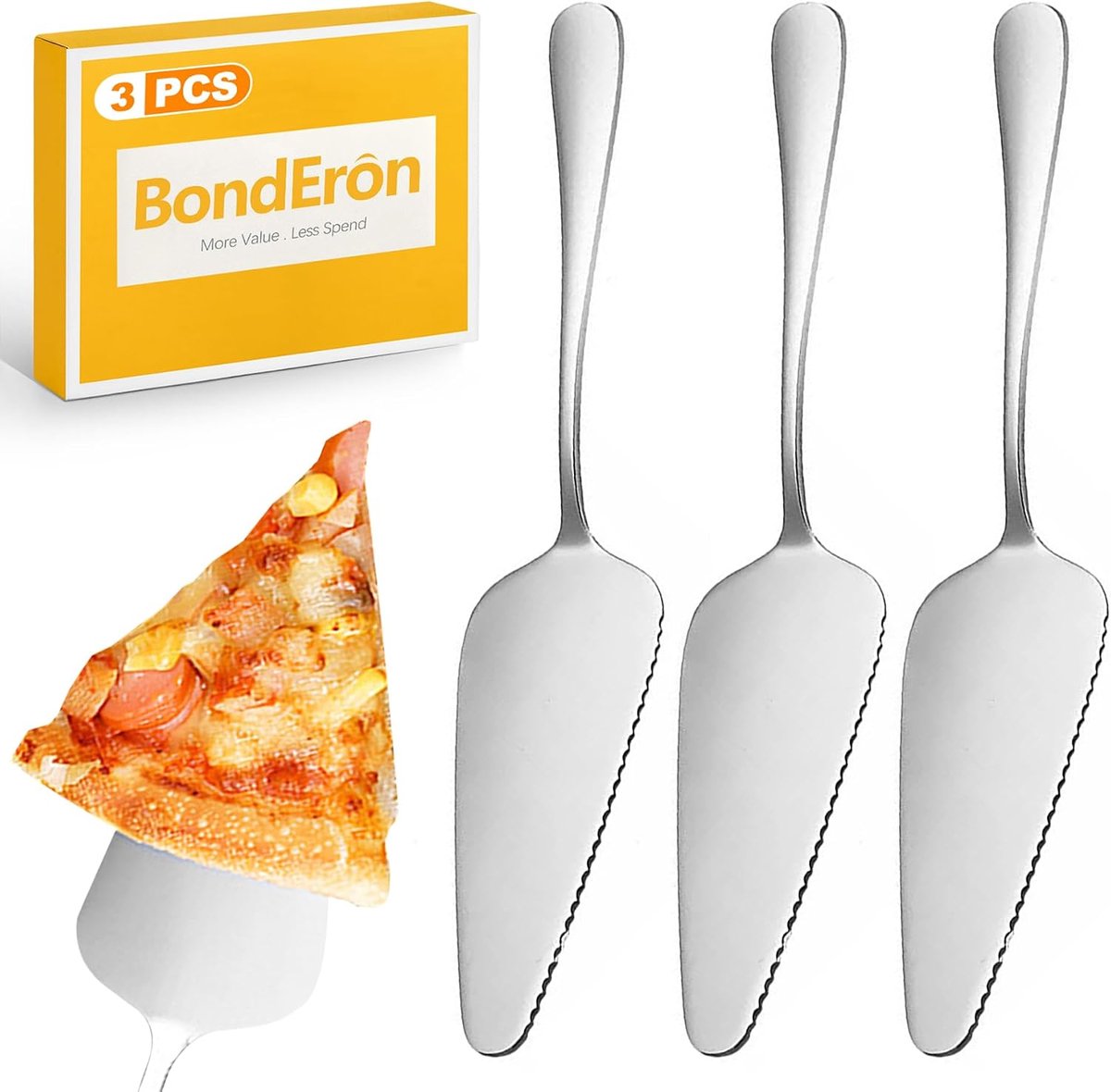 Set of 3 Stainless Steel Cake Serving Lasagna Scoop Lift Multifunctional for Desserts and Baked Goods Ideal for Serving - ShopVlot