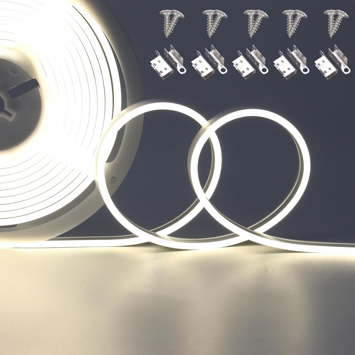 4MM Breedte Neon LED Stripverlichting 5000K Wit 5M, 24V Flexibele Waterdichte Neon Touwlamp Gelijkmatige Gloed 168LED/M, Snijdbare Stripverlichting voor Terras, Badkamer (Zonder Voeding)