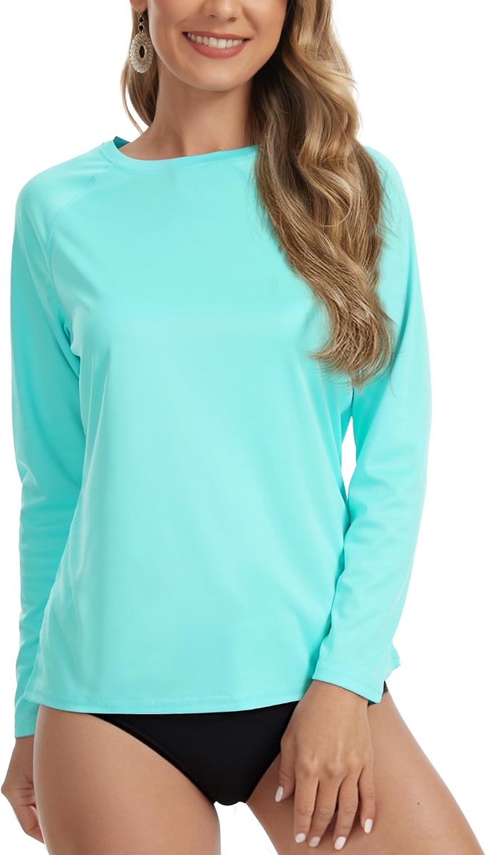 UPF 50+ UV-shirt voor dames, ademend, huidvriendelijk, sneldrogend, met versterkte naden, ideaal voor surfen, roeien en fitness