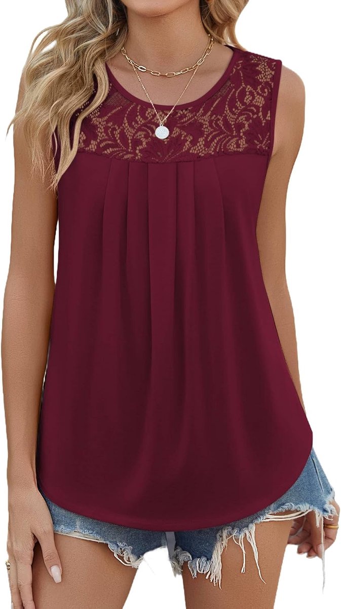 Top dames kant tanktop zomer bovenstuk elegante blouse mouwloos shirt kanten top casual camisole tops S-XXL