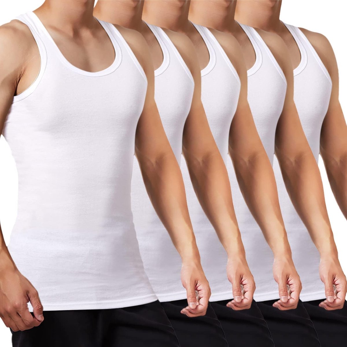 Tanktop voor Heren, Set van 3, Tanktop van 100% Katoen, Fijne Rib, Mouwloos Spiershirt, Sportondershirts voor Heren