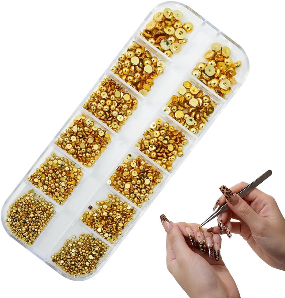 1 Doos Gouden Halve Parels voor Nagels, 3D Flatback Parels, Gouden Parels, Nagelaccessoires, Nageldesign Accessoires, Edelstenen Gouden Parels voor Nail Art