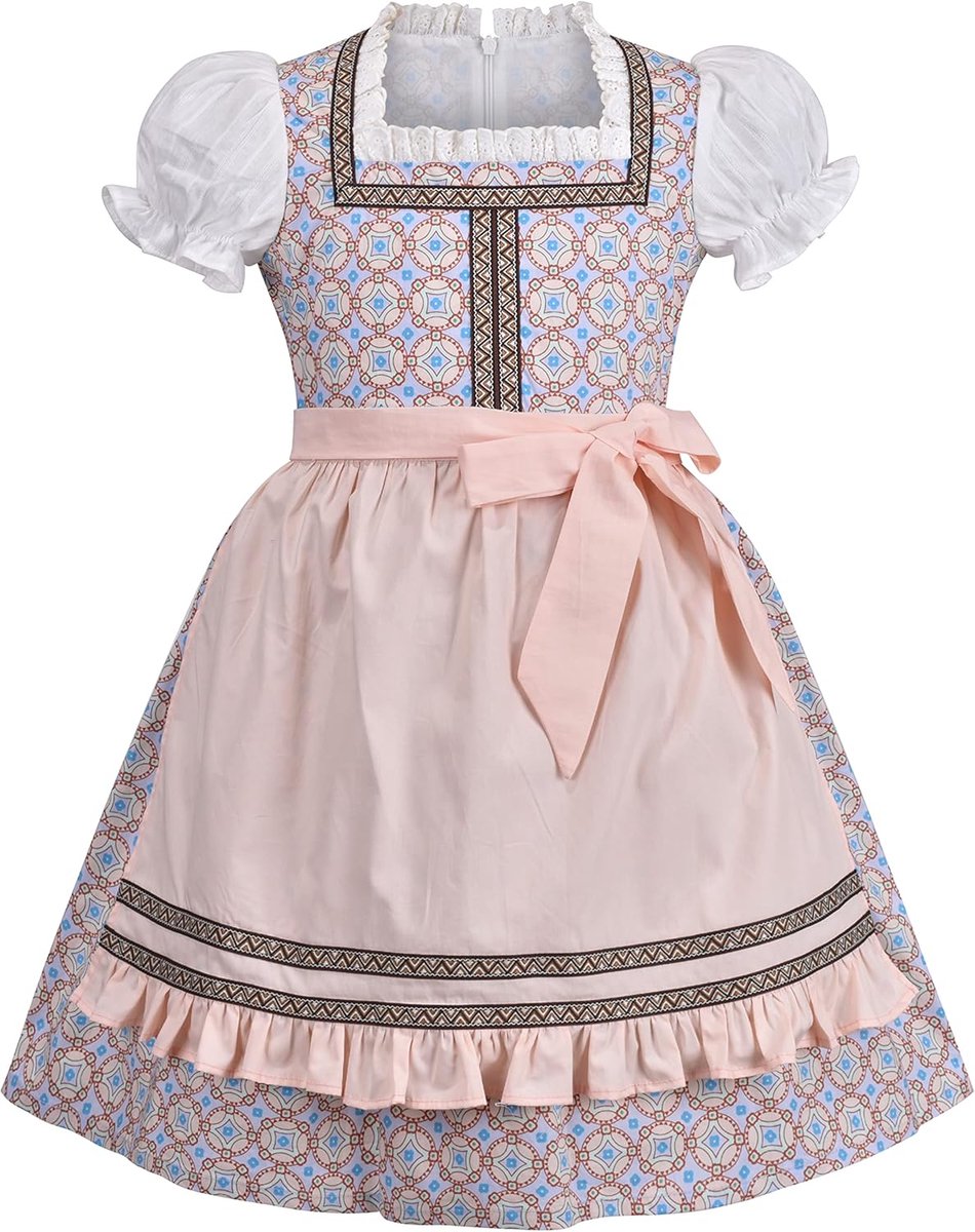 Duitse Dirndl Jurk Kostuums Voor Beierse Oktoberfest Wijnoogst Roze 4-12 jaar