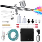 Airbrush Set met Compressor 40 PSI - Dual Action Airbrushpistool - 3 Nozzles voor Modelbouw Make-up en Autolak