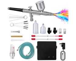 Airbrush Set met Compressor 40 PSI - Dual Action Airbrushpistool - 3 Nozzles voor Modelbouw Make-up en Autolak