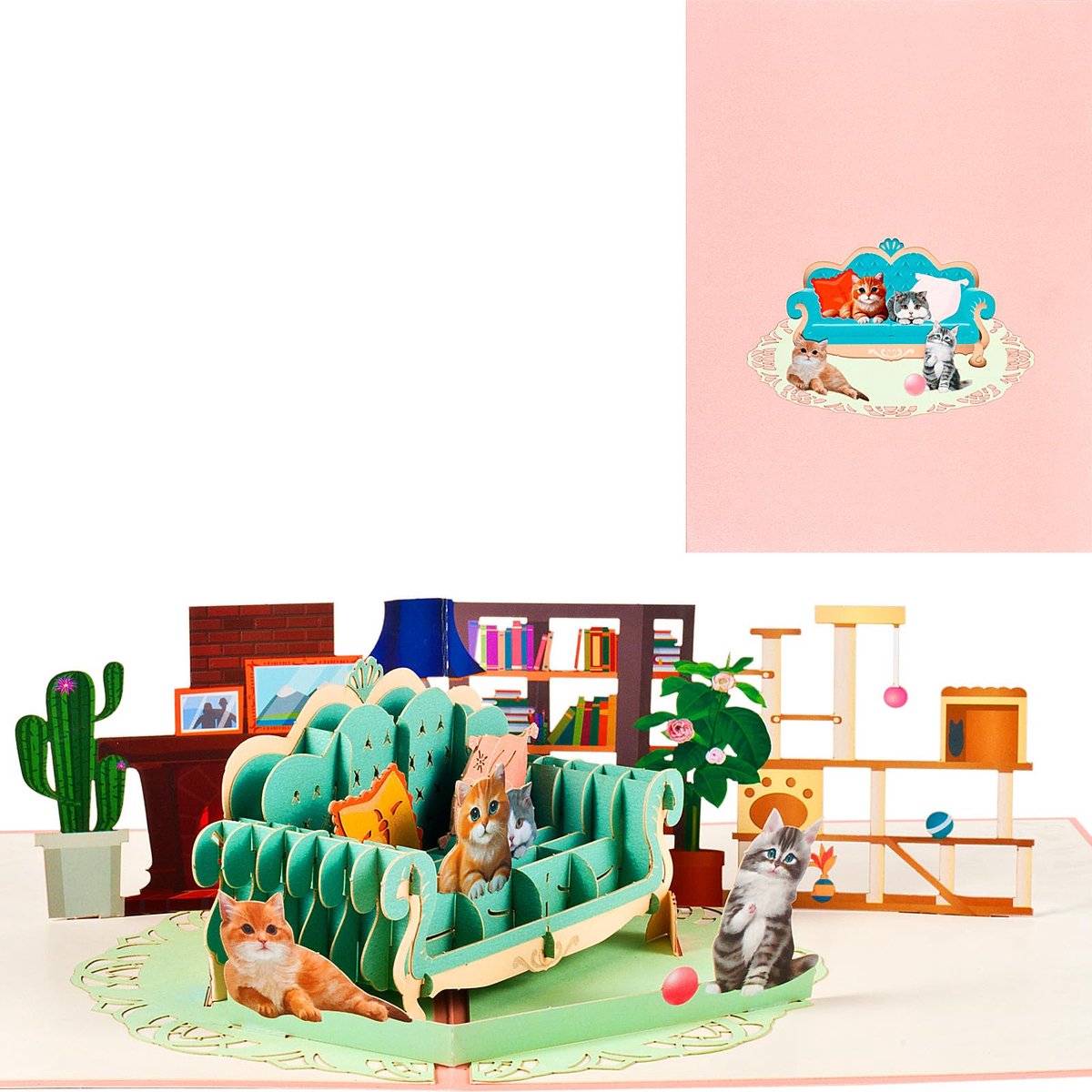 Dailygoods - 3D Pop-up Kat Wenskaart voor Verjaardag met Envelop