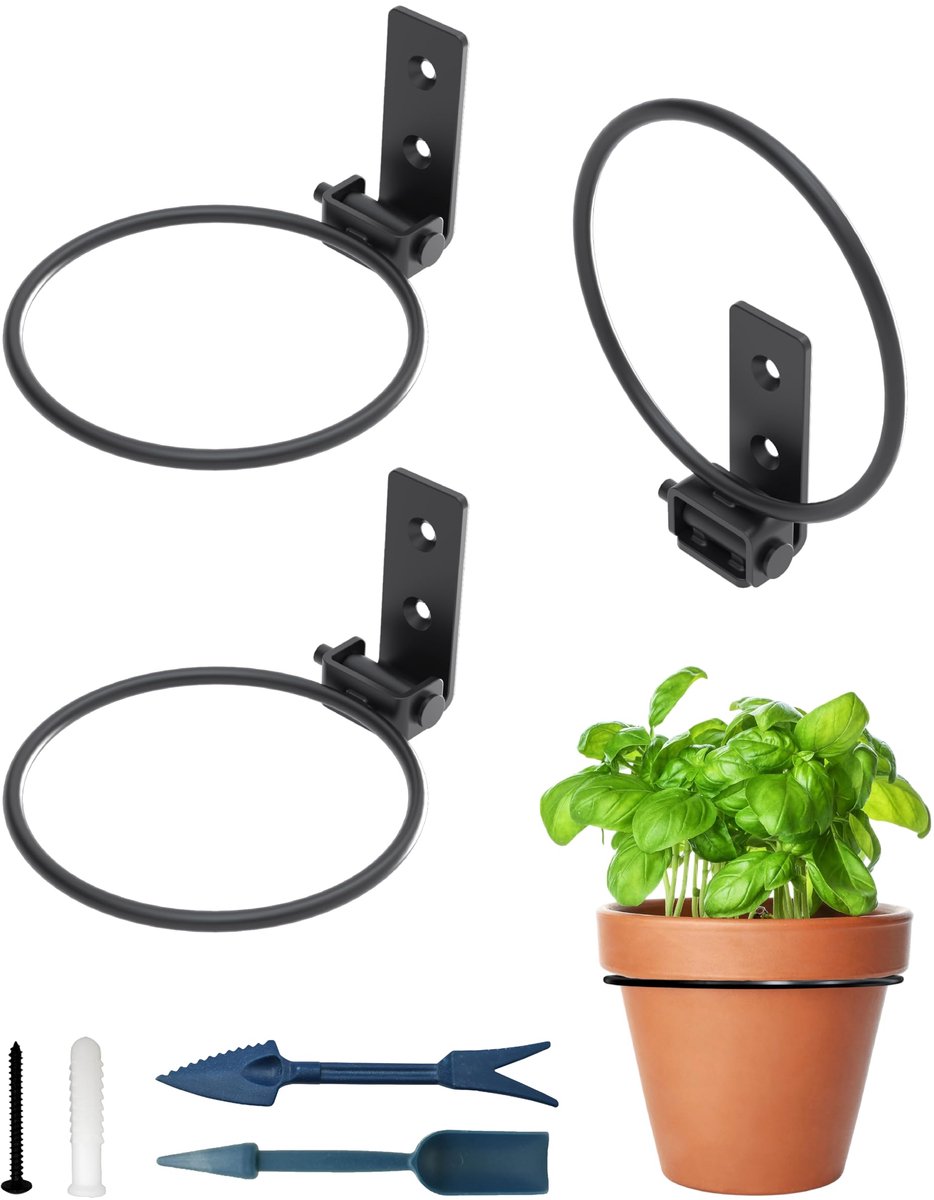 Dailygoods - Plantenhangers Set van 3 - Zwarte Wandplantenbakken