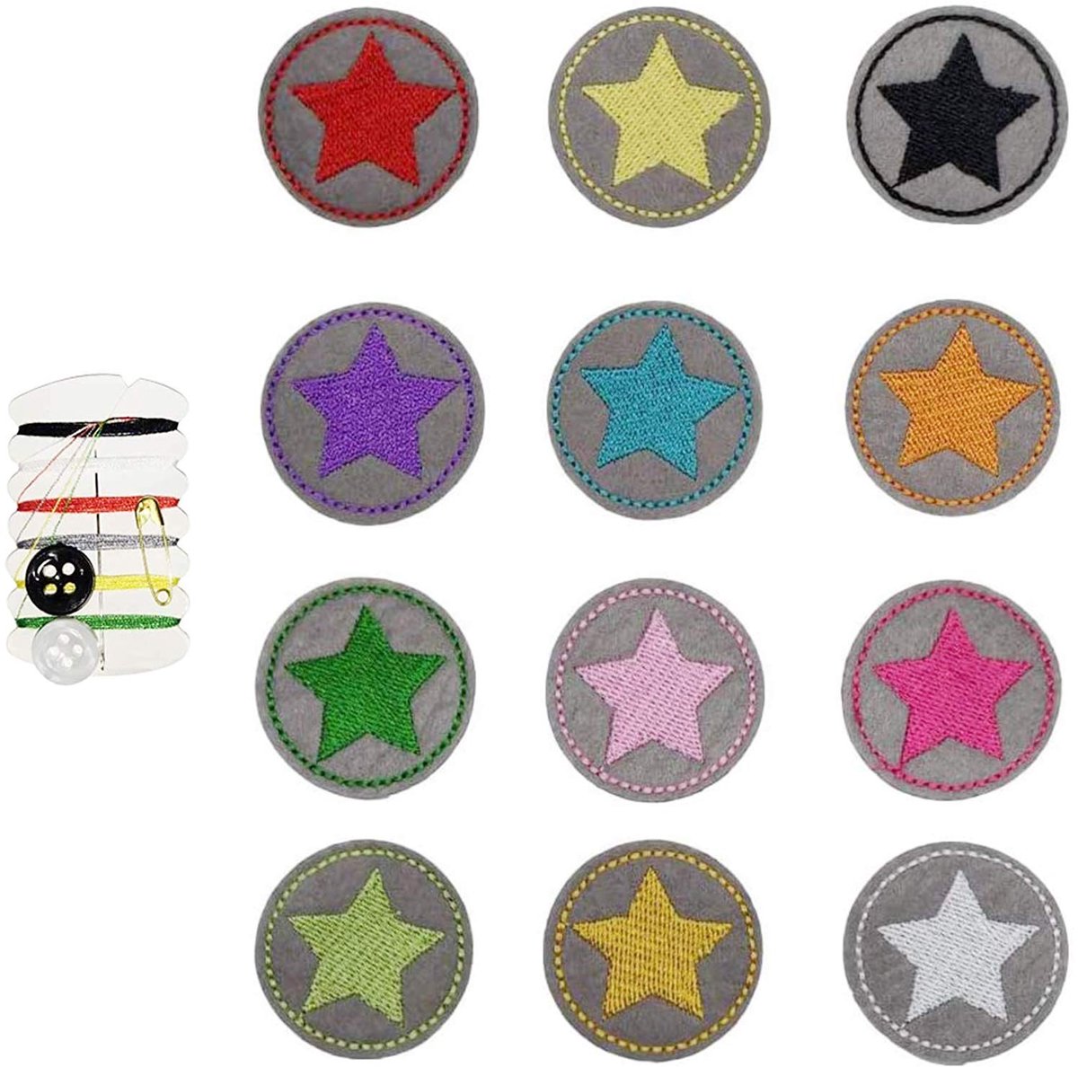 Dailygoods - 12 Sterren Opstrijkplaatjes - Opstrijkpatches voor Kinderen