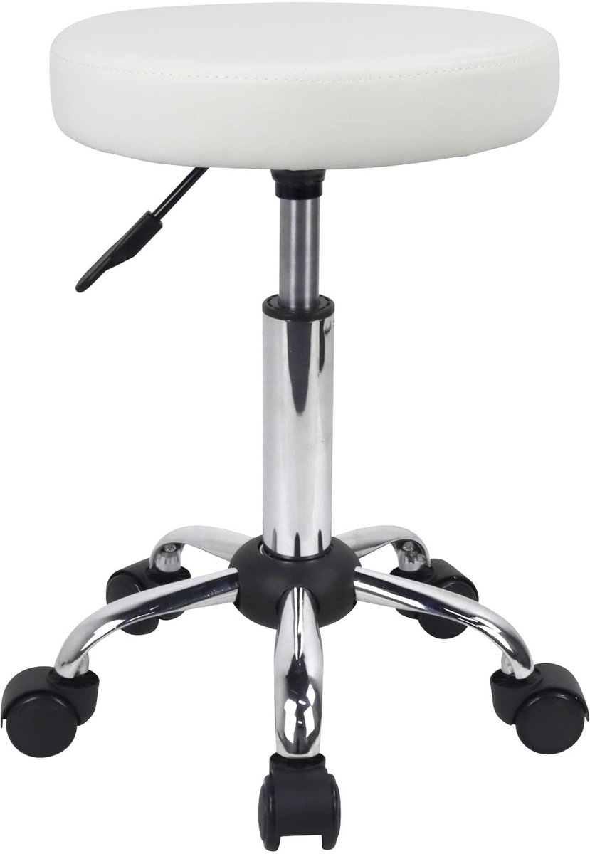 Dailygoods - Multifunctionele Rolkruk Ronde Kruk Met Wielen - Verstelbare Tekenkruk voor Spa
