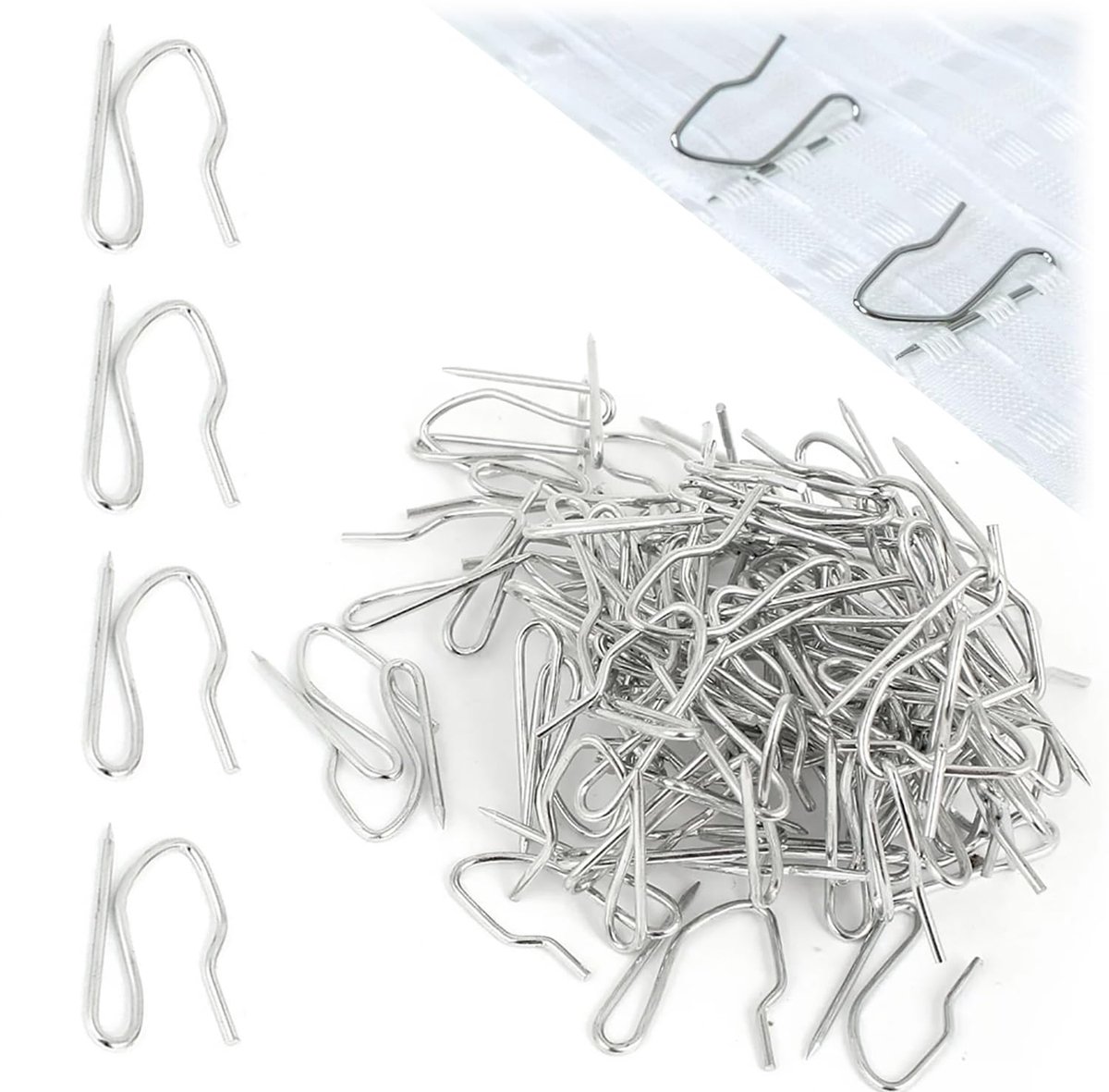 Dailygoods - 50 Stuks Zware Metaal Gordijnhaken voor Raamdecoratie