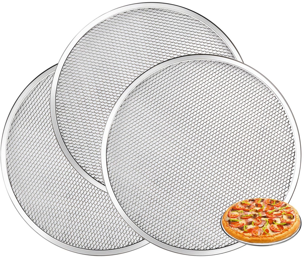 Dailygoods - 3-Pack Aluminium Gaas Pizzaplades - Duurzame Pizza Accessoires voor de Oven