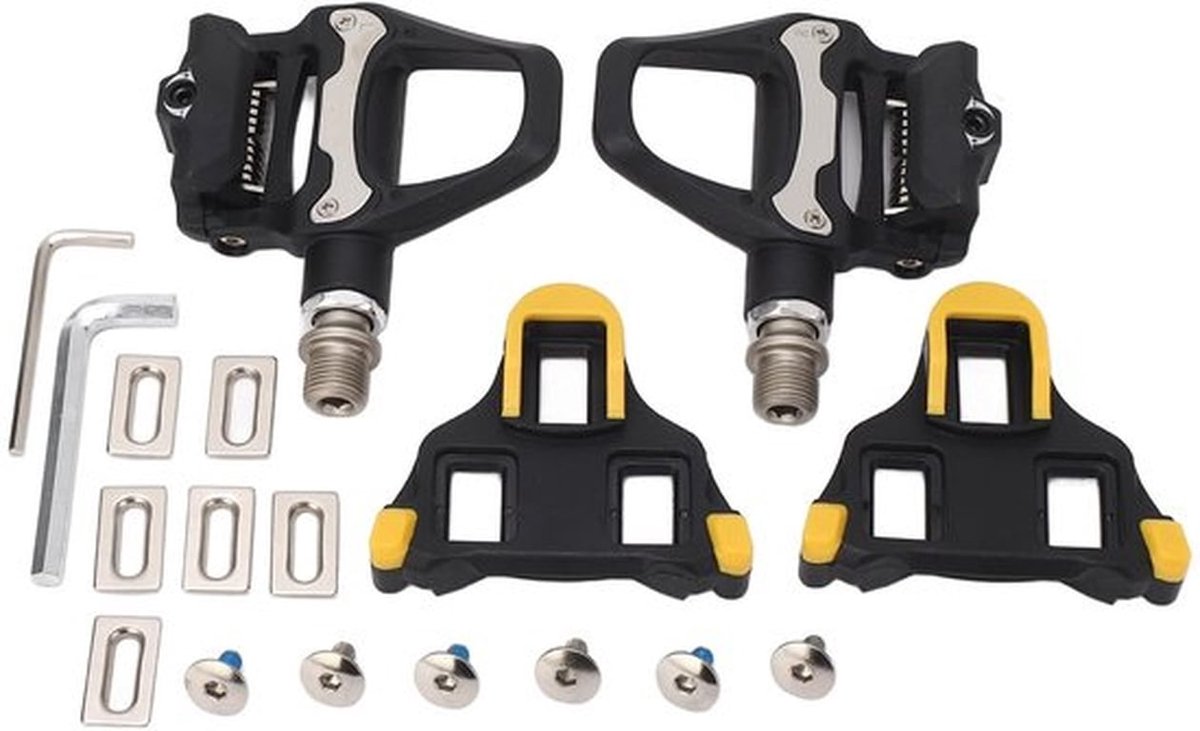 - Carbon Racefietspedalen - Klikpedalen - Efficiënte Krachtoverdracht - Verstelbare Spanning - Wegfietspedalen - Unisex - Met 3 Boutschoenp..