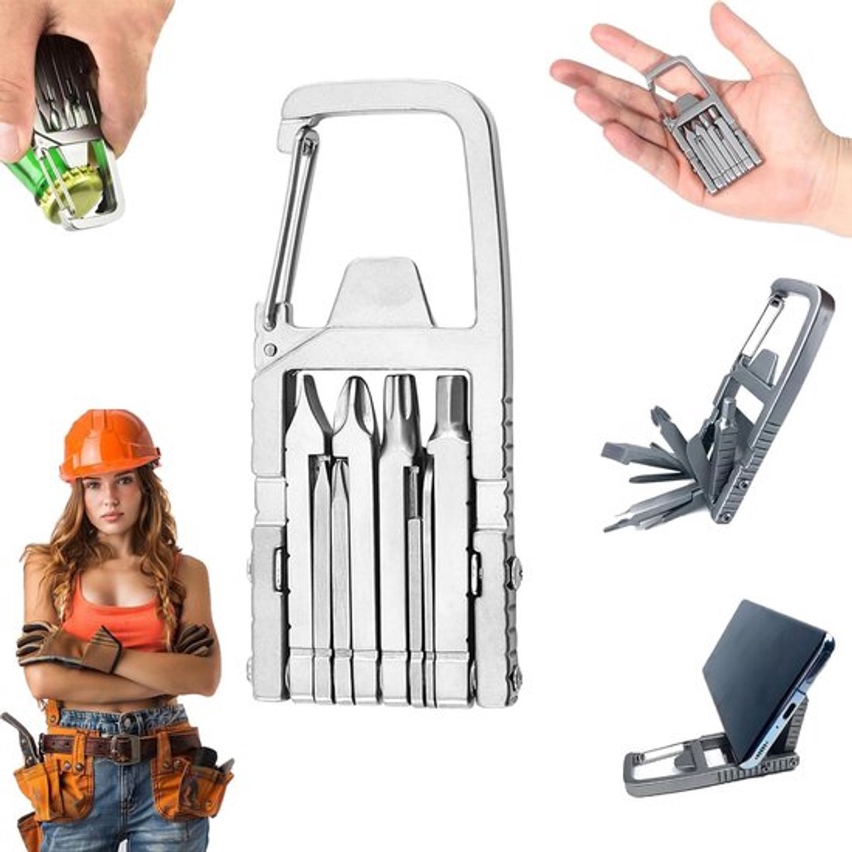 13-in-1 mini-multitool, draagbare sleutelhanger-multitool, naaldoogtang, flesopener, sleutelhanger-multitool, zakformaat, geschikt voor kamperen in de buitenlucht