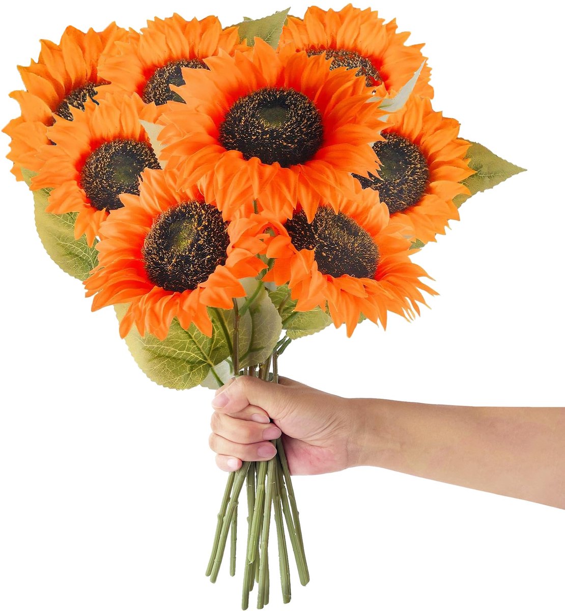 Dailygoods - 8 Stuks Kunstmatige Zonnebloemen met Lange Steel - Realistische Silk Bloemen voor Decoratie