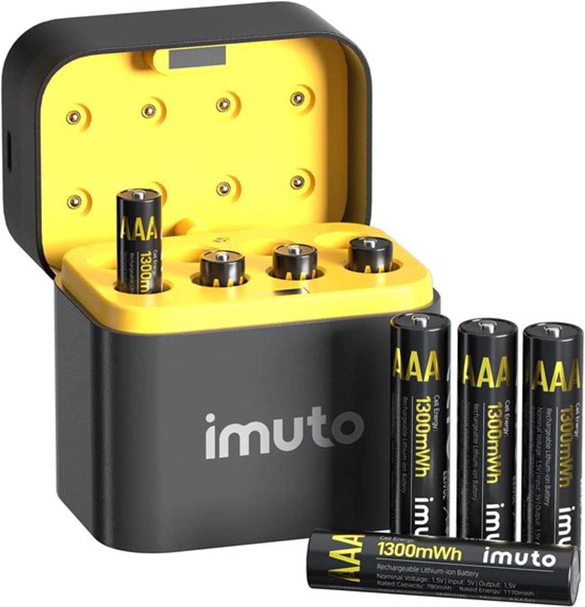 Thijox - Oplaadbare AAA Lithium Batterijen 1300mWh - 8 Stuks met Oplader en Opbergdoos - Langdurige Li-ion Batterijen voor Camera's, Speelgoed, Tuinve