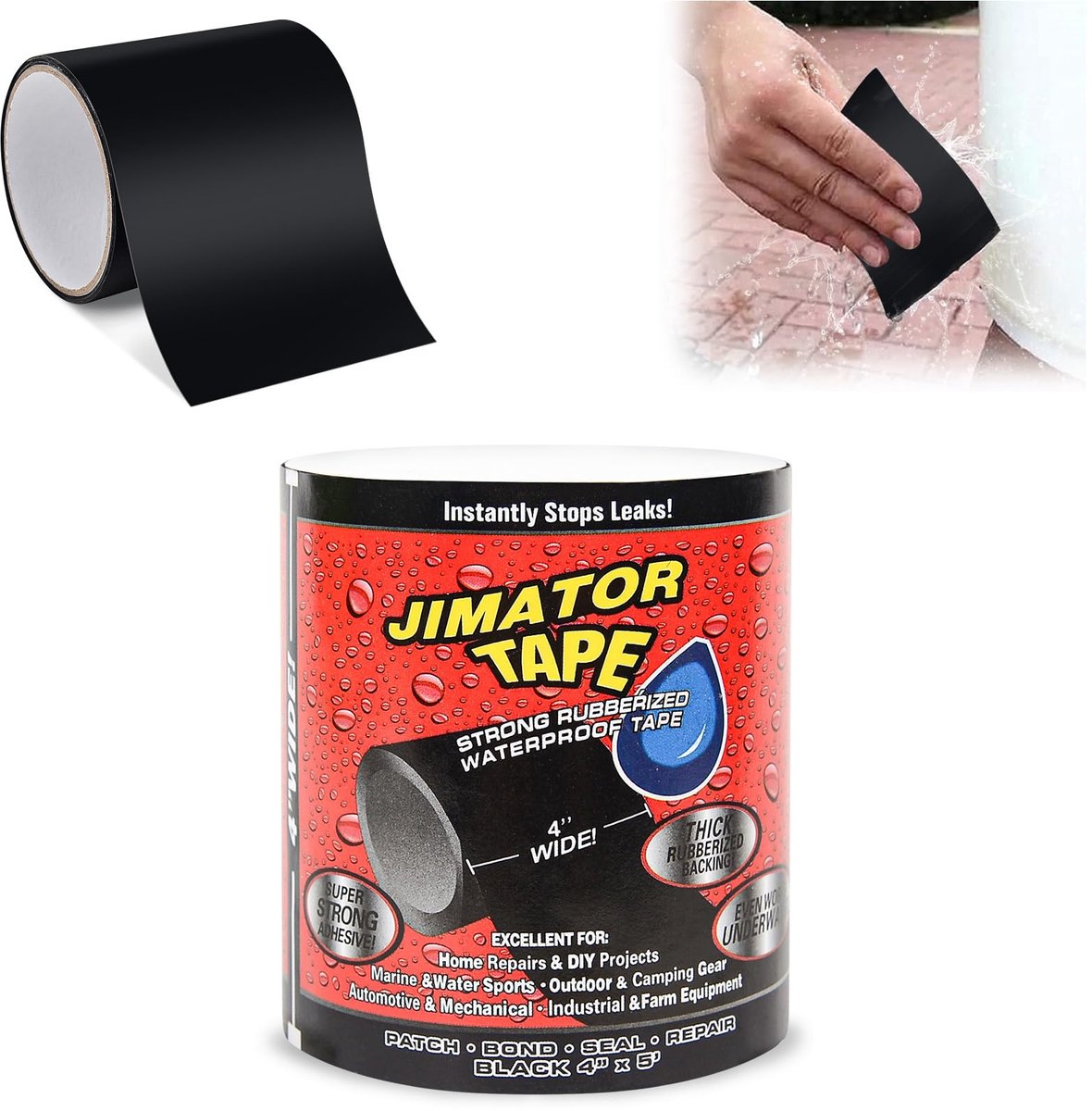 Dailygoods - Zwarte Silicone Reparatietape - Waterdichte en Flexibele Tape
