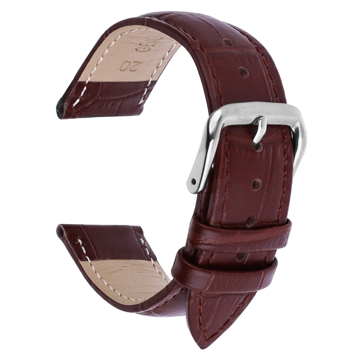 Dailygoods - Zwart Vintage Leren Horlogebandje met Roestvrijstalen Gesp - Reservearmband 22 mm